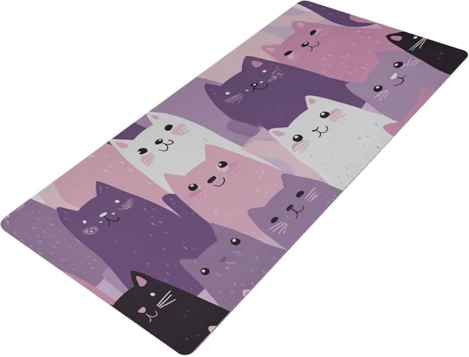 Mouse Pad Desk Mat Leather Desk Pad Large Gaming Desk Cover Protector Mat for Keyboard Computer Laptop Office Waterproof 47.2 x 23.6 Inch Pink and Purple Cats