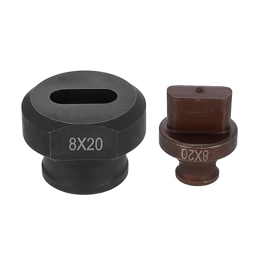 HARFINGTON Hydraulic Hole Punch Die 8x20mm Oval Hole 40Cr Steel Electric Punching Kit for MHP-20 JP-20 Electric Punching Machine, Burgundy & Black