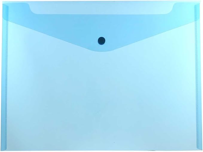 JAM PAPER Plastic Envelopes with Snap Closure - Letter Booklet - 9 3/4 x 13 - Blue - 12/Pack