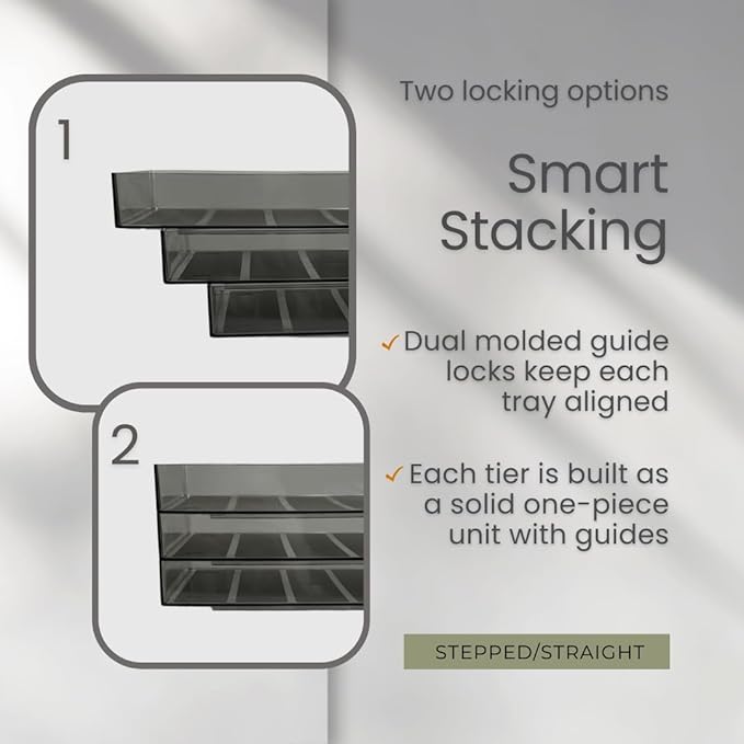 Acrimet Stackable Letter Tray, 3 Tier Front Load Desktop File Organizer, A4 Letter Size, Plastic, Smoke