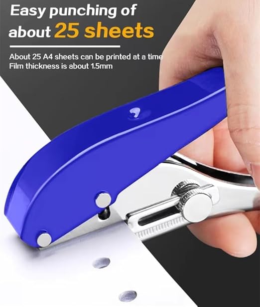 Single Hole Punch Heavy Duty Hole Puncher Single Handheld Paper Punch Small Hole Puncher One Hole Punch for Crafts Paper Cards Tags Scrapbook Plastic Cardboard-5/16 inch-8mm, Blue