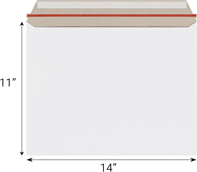 50 Pack 11x14 inch White Rigid Mailer, Self Seal Photo Document Mailers, Stay Flat White Cardboard Envelopes Photography Mailers for Papers,Photos, Document