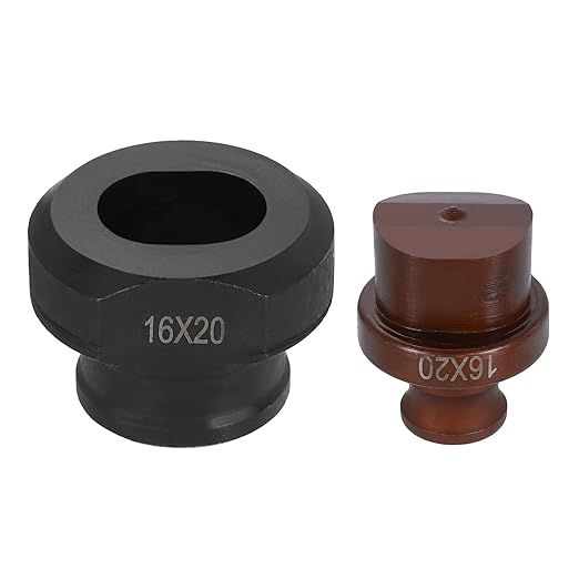 HARFINGTON Hydraulic Hole Punch Die 16x20mm Oval Hole 40Cr Steel Electric Punching Kit for MHP-20 JP-20 Electric Punching Machine, Burgundy & Black