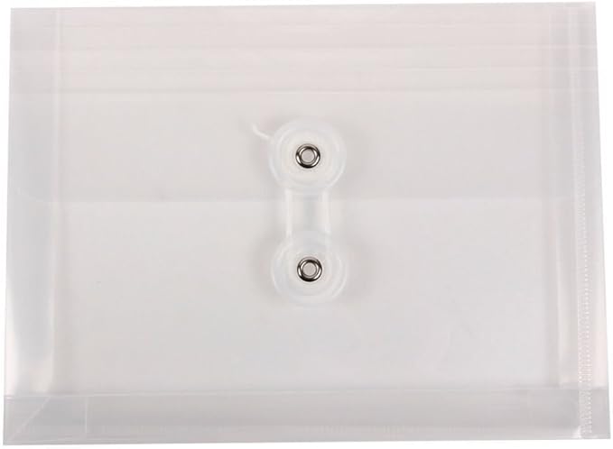 JAM PAPER Plastic Envelopes with Button & String Tie Closure - Index Size - 5 1/2 x 7 1/2 - Assorted Colors - 6/Pack
