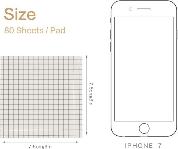 NatureTouch Sticky Notes 6 Packs, 3 x 3 Inches Adhesive Self-Stick Notes in Eye Protection Paper, Multiple Designs of Memo Pads for Reminders, Office, Home, School, Meeting, 80 Sheets/Pad，White