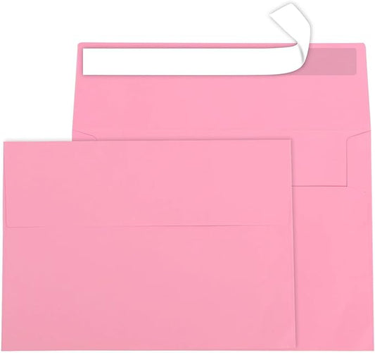A7 Pink Envelopes, 50 Packs 5x7 Self Seal for Invitations, Greeting Cards, Mailings, Printable Invite, Wedding, Party, Photos, Postcards, Standard Letter Size 5" x 7"