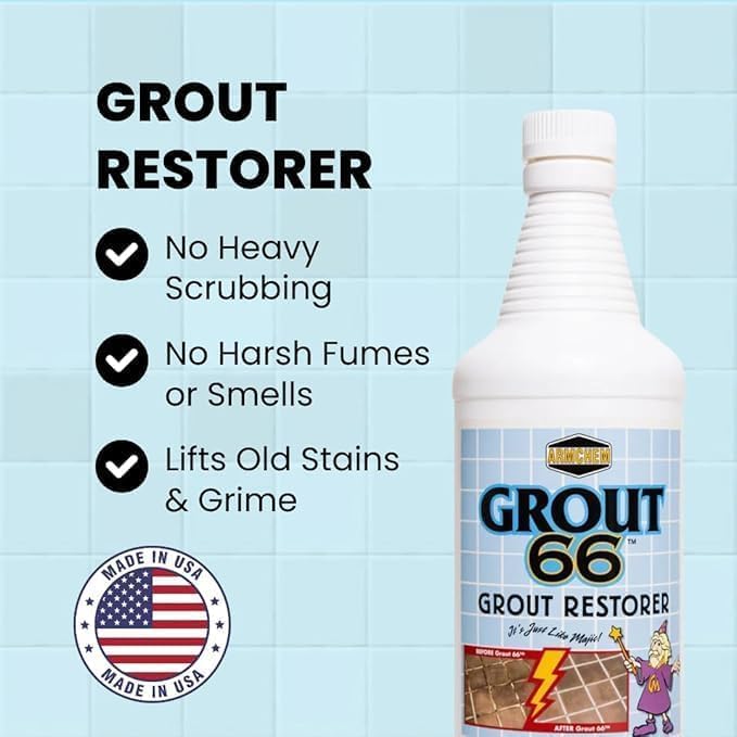 Armchem Grout66: Grout and Tile Cleaner with Low-Odor, Non-Fuming Formula Ideal for Heavy-Duty Cleaning, Quick Touch-Ups, and Tile Maintenance. This One Quart Kit ensures Effortless Cleaning.