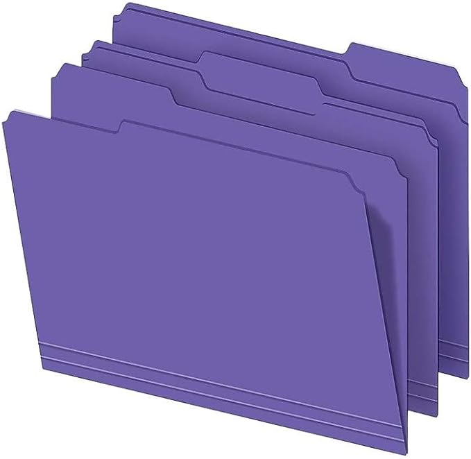 Staples File Folders, 1/3-Cut Tab, Assorted Position, Letter Size, Perfect for Home, Office, Classroom, 250-Pack, Assorted Colors
