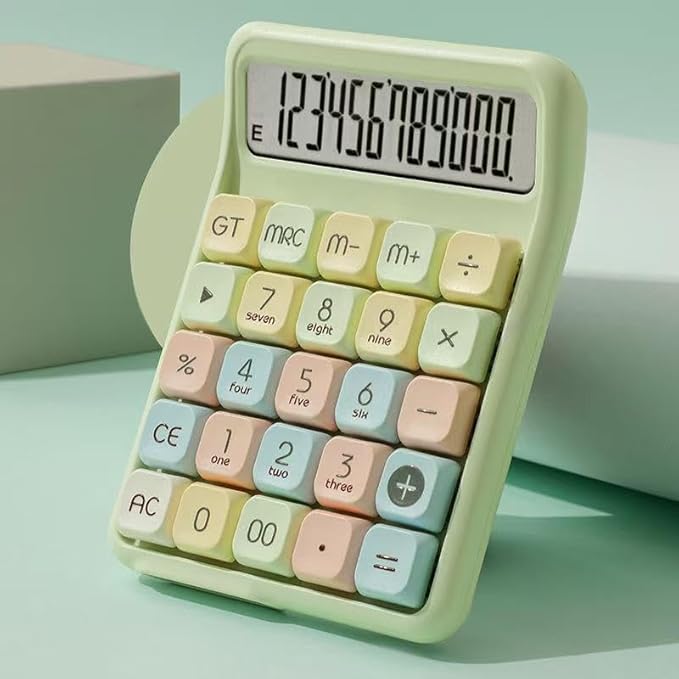 Mechanical Switch Calculator, 12 Digit Large LCD Display, Big Buttons, Real Mechanical Keypad, Desktop Calculator for Office & Study