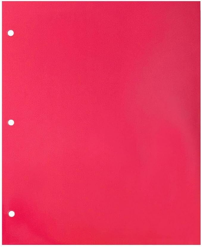 JAM PAPER Laminated Two Pocket Glossy 3 Hole Punch School Folders - Fuchsia Hot Pink - 3/Pack