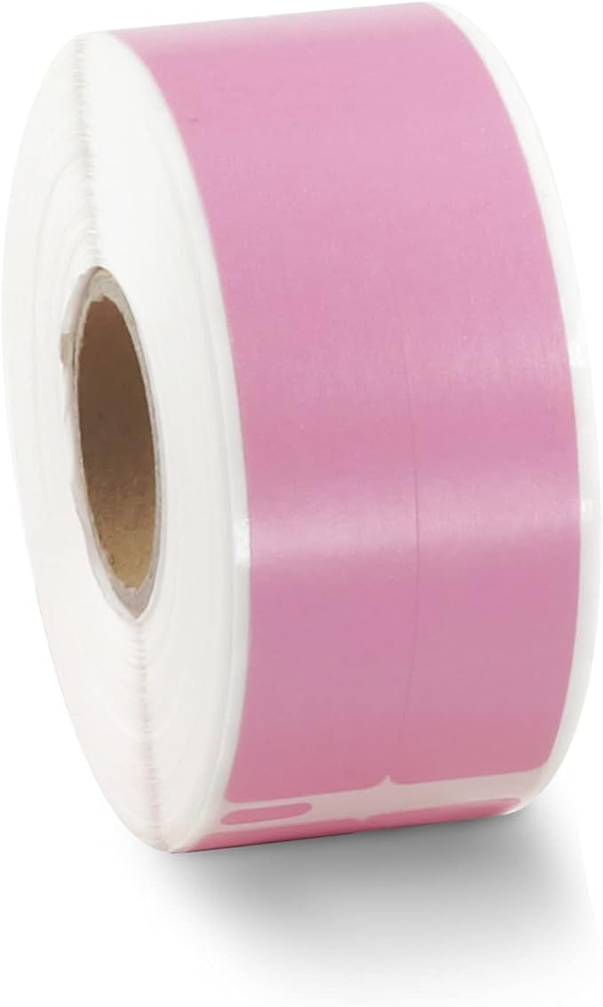 BETCKEY Colored Labels Compatible with Dymo 30277 (9/16" x 3-7/16") File Folder(2-up) Labels, Compatible for Dymo LabelWriter Thermal 450, 4XL & Zebra Desktop Printers [1 Roll, Pink]