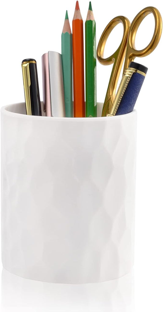 Pen Holder,Nordic Style Silicone Waterproof Pencil Holder for Desk Simple&Modern Minimalist Makeup Organizer Multifunctional Office Supplies for Home,Kids and School (White)