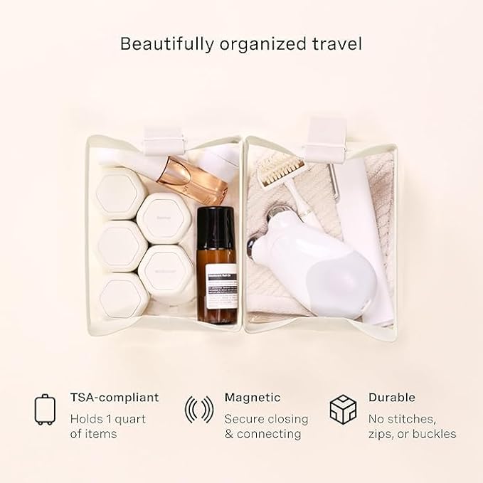 Cadence Parcel - Clear Dopp Kit with Magnetic Closure - Durable and Leak-Resistant Travel Toiletry Kit - Modular Design - Hygiene Bag for Travel Essentials - 2 Qt - Pebble