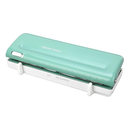 6 Hole Punch, Adjustable Spacing Hole Puncher for A4 A5 B5 A6 A7, for Home Office School Supplies, Design, Green