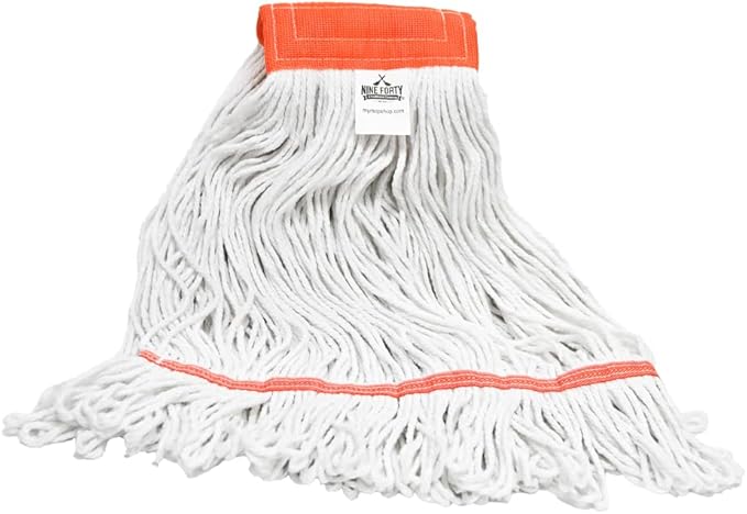 Nine Forty 2-Pack Industrial and Commercial-Grade Looped End Wet Mop Head Refill - Heavy Duty 20 Inch 4-Ply Premium Synthetic Yarn - for Optimal Absorption and Durability - White (2 Pack, Large)