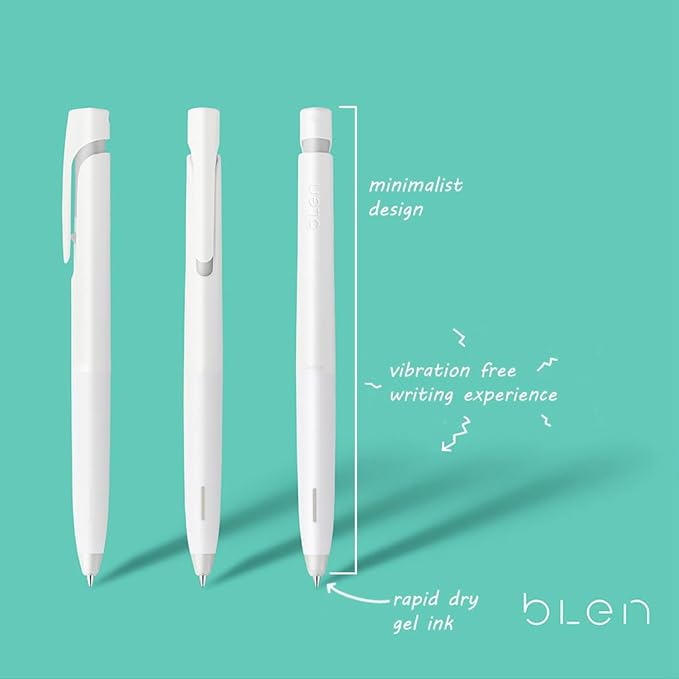 Zebra Pen bLen Retractable Gel Pen, White Barrel, Medium Point, 0.7mm, Black Ink, (41400), 12 Count (Pack of 1)