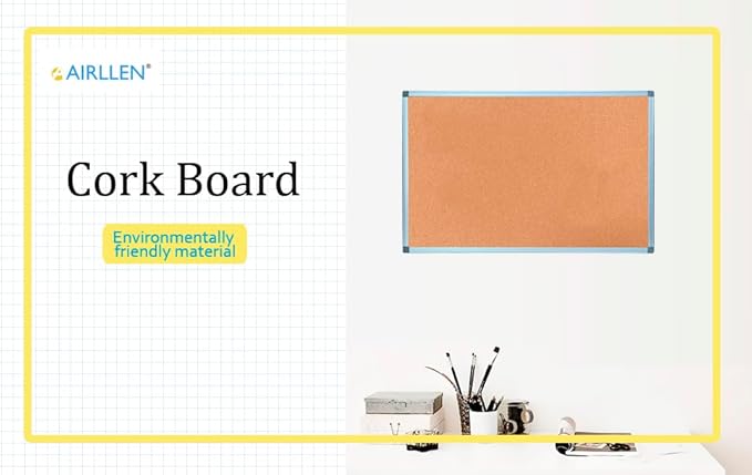 Bulletin Board Corkboard Cork Board Wall Notice Board 36 x 24 Inches Inches Photo Board Picture Board Pin Board Aluminium Frame Tabla de corcho