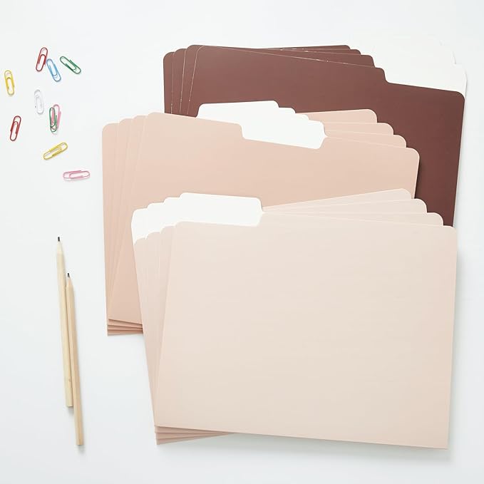 Y YOMA 12 Pack Colored File Folders Letter Size Gradient File Folder with 1/3-Cut Tab Cute Pretty Decorative Heavyweight Filing Folder File Organizers for Office School Home Desktop, Coco Mocha