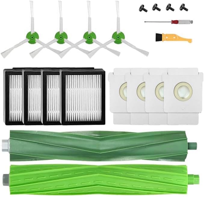 Replacement Parts for iRobot Roomba i7 j7 i3 i4 i7 Plus i1 i3+ i4 i4+ i6 i6+ i8 i8+ j7+ plus, I & j Series robot vacum,Rubber Brush, Filter, Edge-Sweeping Brush, Vacuum Bags