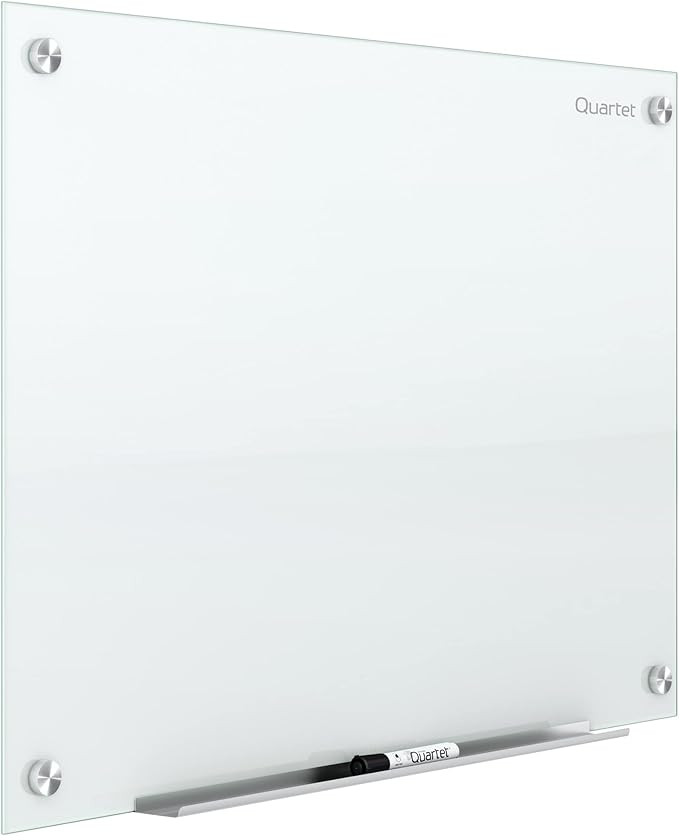Quartet Non-Magnetic Glass Dry Erase White Board, 72"W x 48"H Whiteboard, Infinity Frameless Mounting, White Surface (G7248NMW)