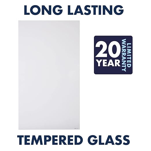 Quartet Glass Whiteboard, Magnetic Dry Erase Board, Wall Mounted Whiteboard for Office, School and Home, 42"W x 74"H, White (Q014274IMW)