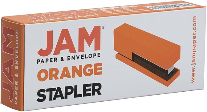 JAM PAPER Modern Desk Stapler - Orange - Sold Individually