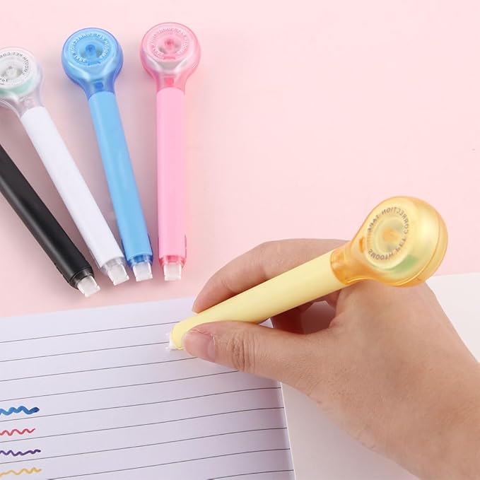 Yellow Pen Shape Correction Tape Adhesive Tape Error Correction Tools Word Correction Office School Supplies Creative Stationery, Correction Tape, Erasers and Correction Products 5mm*6m