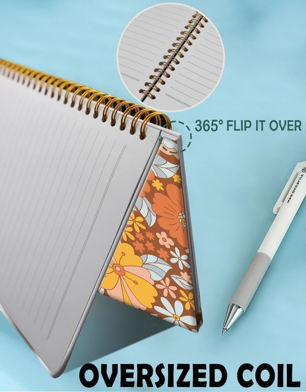 Spiral Journal Notebook for Women,A5 College Ruled Notebooks 6"x 8.4", 120 Pages (60 Sheets) Lined Journal with Premium Thick Paper,Perfect for School Office Home(Retro Floral)
