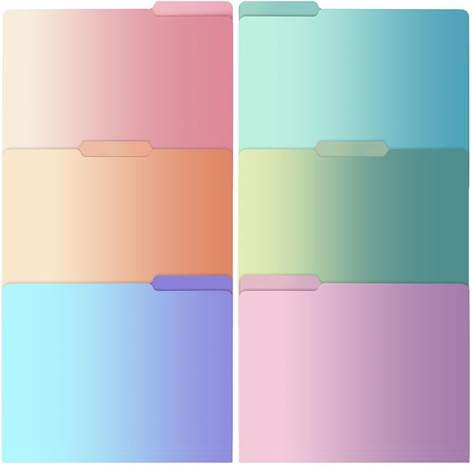 Ddaowanx Decorative File Folders Cute Colored File Folder,Letter Size File Folders for Documents,1/3-Cut Tabs,9 x 11.5 Inches,for Office,School,Home (12, Gradient)