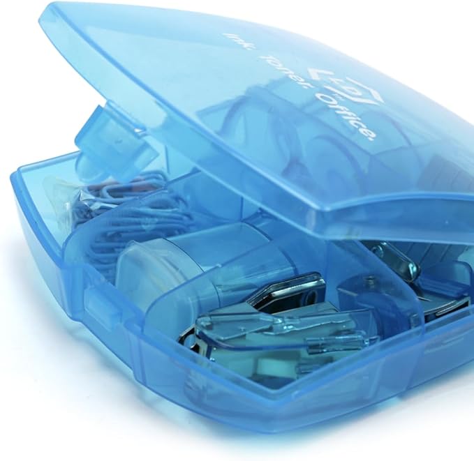 LD Products Blue Mini Office Supply Kit Portable Case with Scissors, Paper Clips, Tape Dispenser Set, Pencil Sharpener, Mini Stapler with Staples and Staple Remover