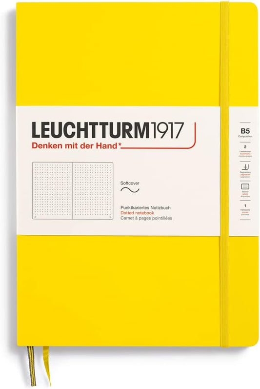 LEUCHTTURM1917 - Notebook Softcover Composition B5-123 Numbered Pages for Writing and Journaling (Dotted, Lemon)