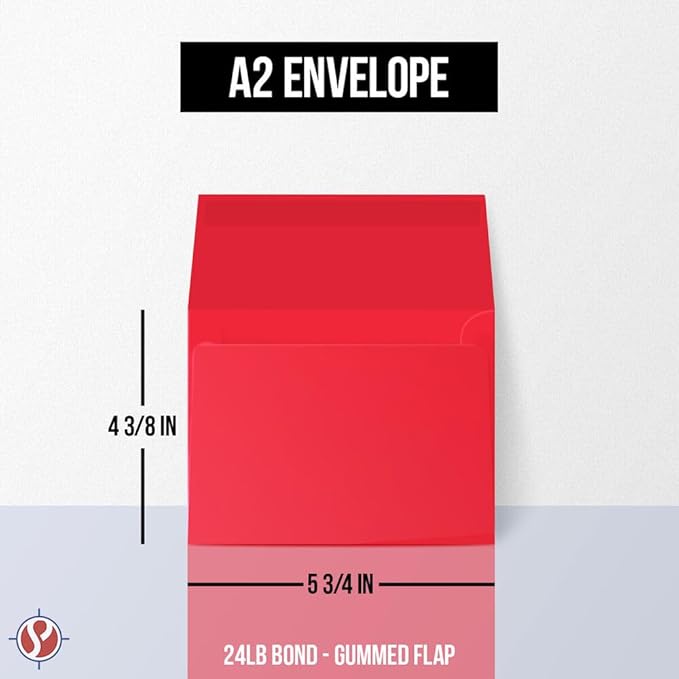 Limited Papers A2 Envelopes, Red, 100 Envelopes