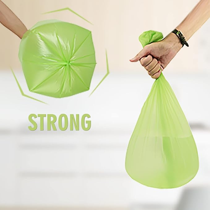 Small Trash Bags Biodegradable 1.6-Gallon - Clear Green Bulk 100 Counts Easy Tearing Compostable Mini Garbage Bag Ultra Strong Unscented Waste Basket Liners for Pet Garden Home Inwaysin