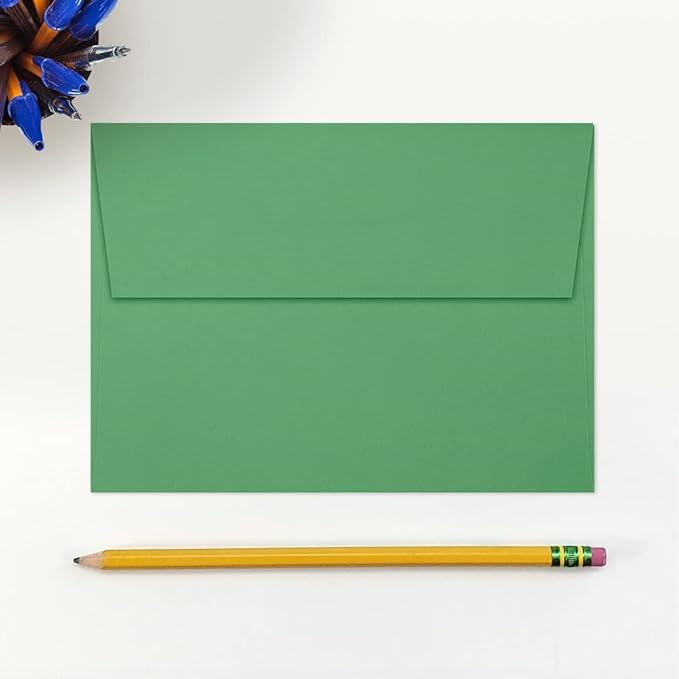 LUXPAPER A7 Invitation Envelopes for 5 x 7 Cards in 80 lb. Holiday Green, Printable Envelopes for Invitations, w/Peel and Press Seal, 500 Pack, Envelope Size 5 1/4 x 7 1/4 (Green)