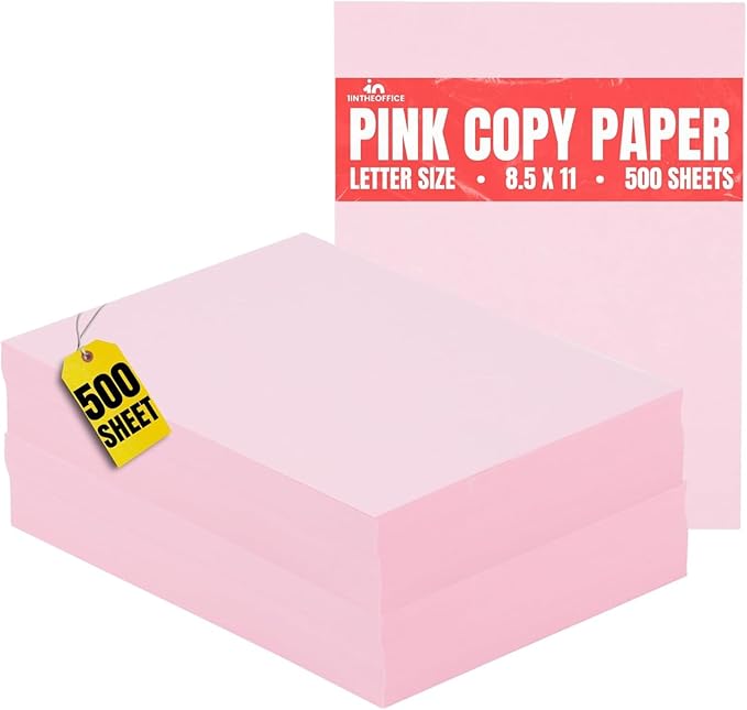 1InTheOffice Pink Copy Paper, Colored Printer Paper, Copy Paper for Printer, 8.5" x 11", Letter Size, 20 lb Density, 500 Pack