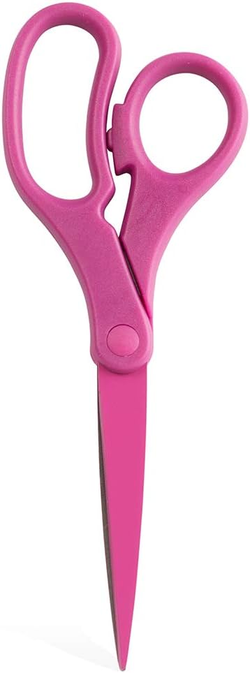 JAM PAPER Multi-Purpose Precision Scissors - 8 Inch - Fuchsia Pink - Ergonomic Handle & Stainless Steel Blades - Sold Individually