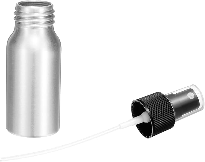 HARFINGTON Aluminum Fine Mist Spray Bottles 30ml/1oz Metal Small Liquid Alcohol Refillable Travel Container with Black Plastic Nozzle Cap for Perfume Skincare Cosmetic Storage Bottle