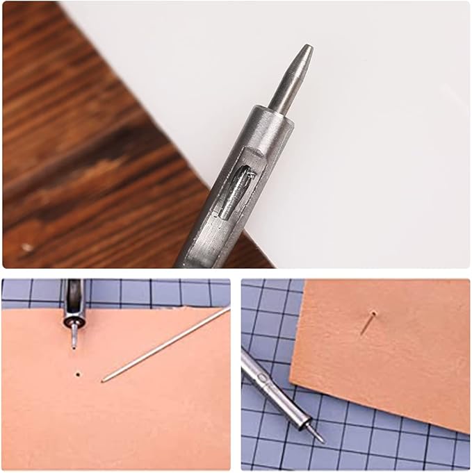 10 Pcs Leather Hole Punch Cutter 0.5mm-3.5mm Hollow Punch Set for Leather Crafting Round Hollow Tools for Watch Bands Belts Canvas Paper Rubber Soft Material Working