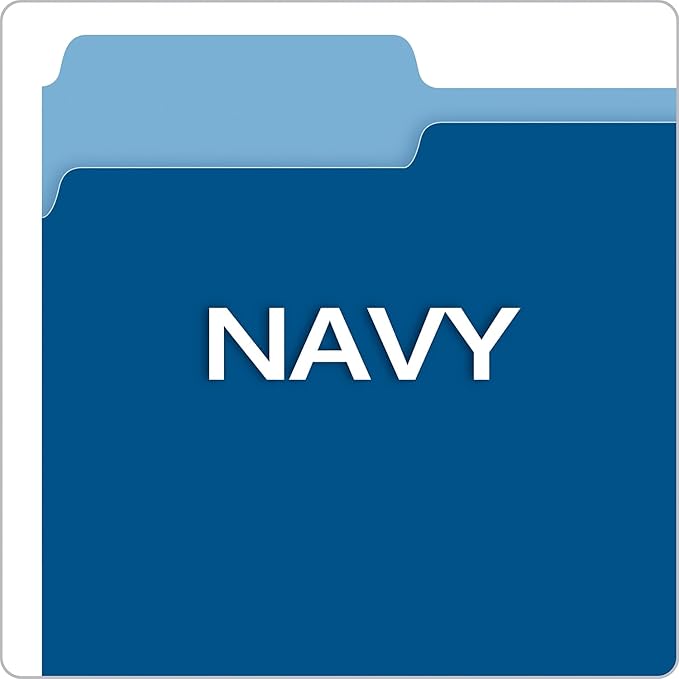 Pendaflex Two-Tone Color File Folders, Letter Size, 1/3 Cut, Navy, 100 Per box (152 1/3 NAV)