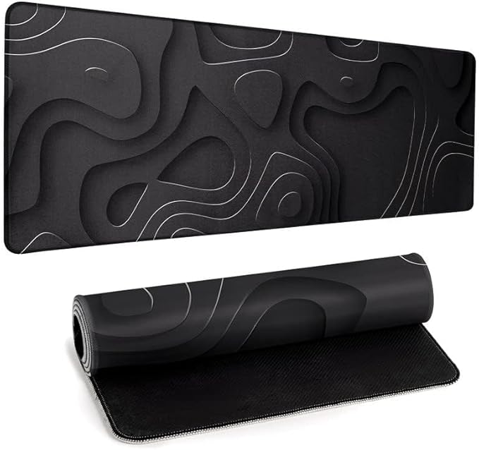 Large Anime Gaming Mouse Pad Black Solid Geometry Desk Pad Computer Keyboard Mat Non-Slip Rubber Base Office Decor Waterproof Mouse Mat