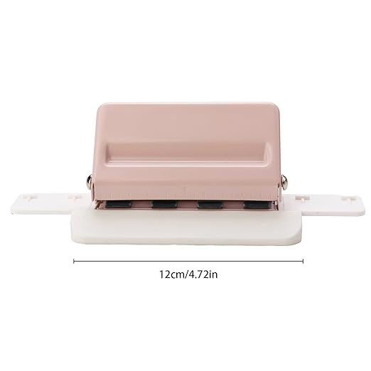 Pssopp Mushroom 4 Holes Puncher, Handheld DIY Punch Paper Cutter with Ruler 3 Sheets Punch Capacity for Discbound Notebooks Planners (Roseate)