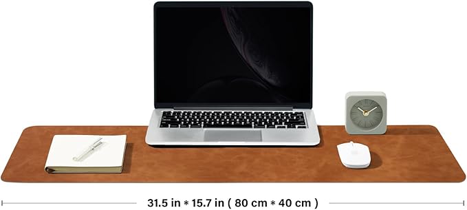 Distressed Leather Desk Mat - Non-Slip PU Desk Pad for Office and Home - Desk Organization and Accessories - Ideal for Large Mouse Pad and Desk Mats on Top of Desks(Tan,31.5"x 15.7")