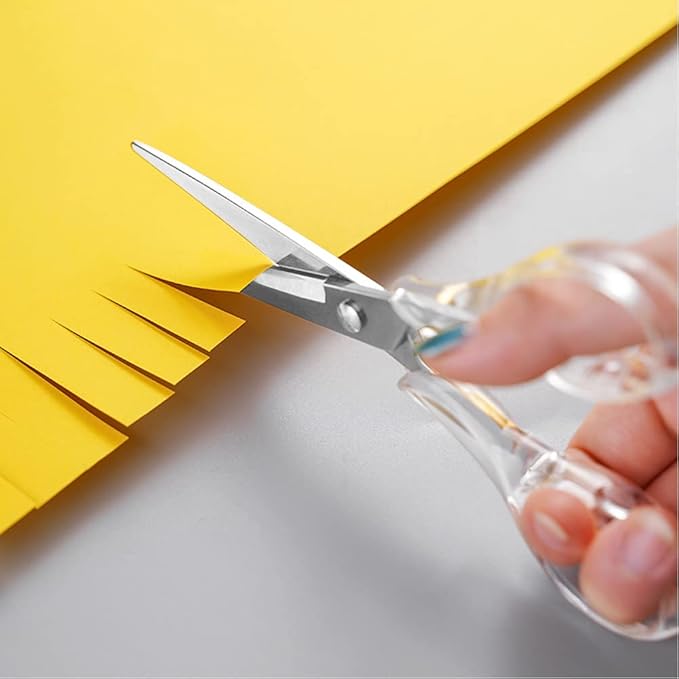 Gold Scissors, Stainless Steel Blade with Acrylic Handle, All Purpose Scissor for Office, School, Home, Fabric Shears, Tijeras (6.3" Silver)