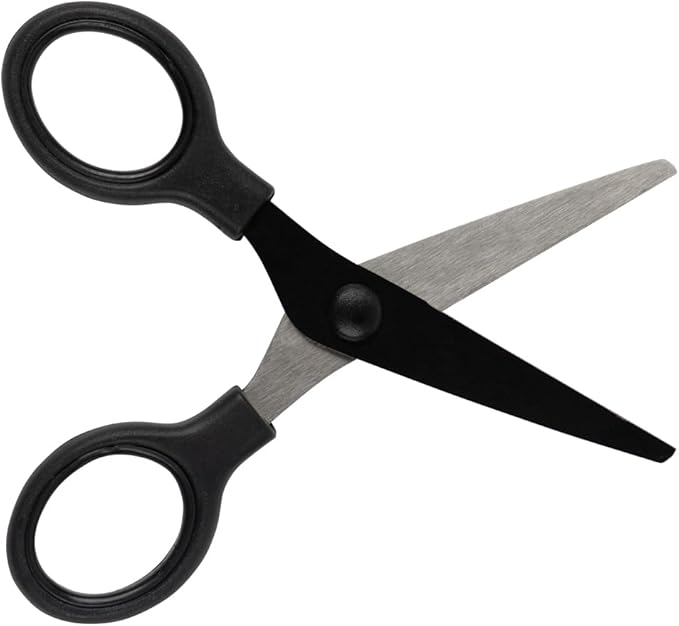 JAM PAPER Multi-Purpose Mini Scissors - 5 Inch - Black - Soft Grip & Stainless Steel Precision Blades - Sold Individually