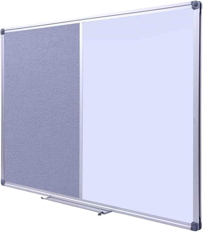 48x36 inch Large Magnetic Combo Board - Dry Erase Whiteboard & Grey Bulletin Board Combination | Framed Corkboard & Magnetic Whiteboard for Office, Classroom, Home | Durable Aluminum Frame