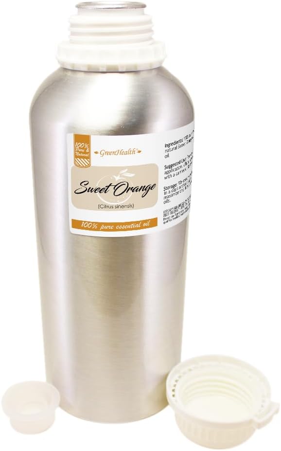 32 fl oz - Sweet Orange Essential Oil (100% Pure & Uncut), Aluminum Bottle - GreenHealth