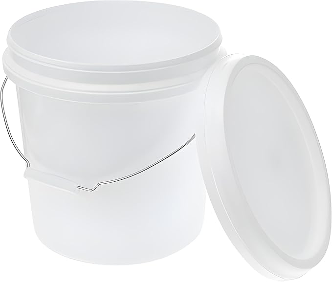 ATERET 2 Gallon White Bucket & Lid - Durable Mil All Purpose Pail with Lids - Food Grade - Made in USA - BPA Free Plastic (12 Pack)