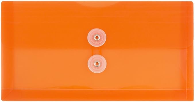 JAM PAPER Plastic Envelopes with Button & String Tie Closure - #10 Business Booklet - 5 1/4 x 10 - Assorted Colors - 12/Pack
