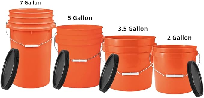House Naturals Food Grade Plastic Buckets 7, 5, 3.5, 2 Gallon (Pack of 4) with lids Container- BPA Free