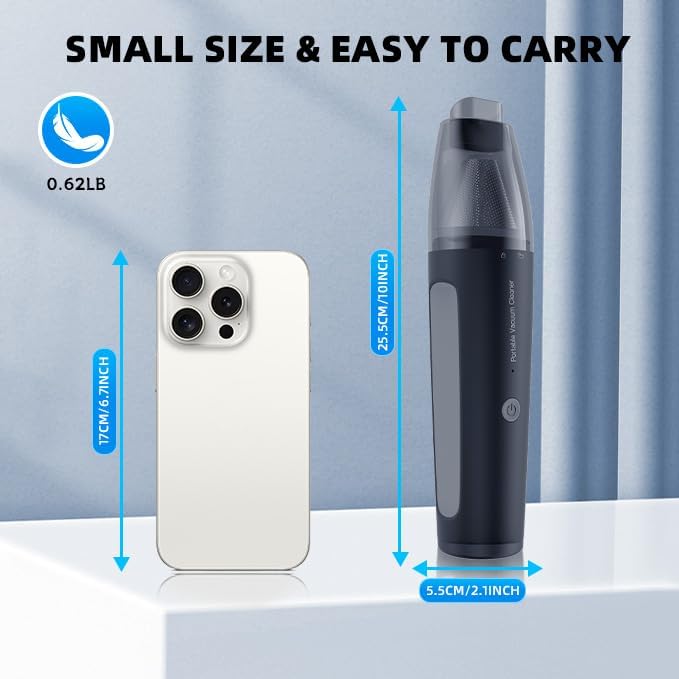 PATO Cordless Handheld Vacuum Cleaner, Mini Car Vacuum with Powerful Suction, Portable Dust Collector Matte Black.